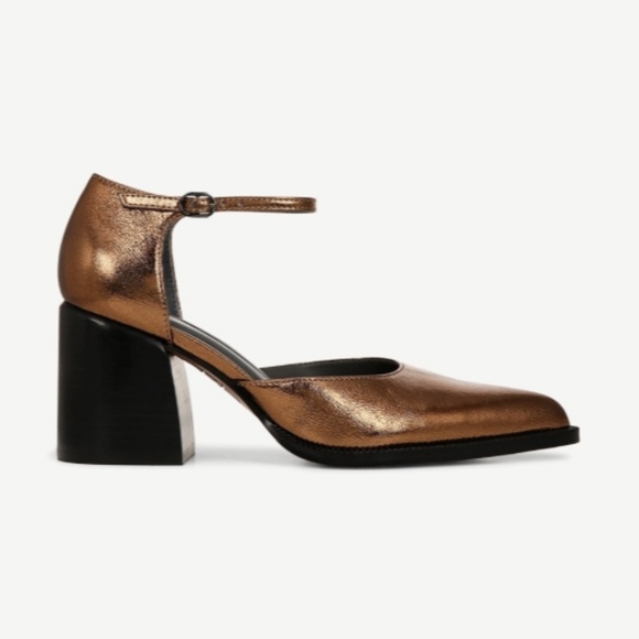 Franco Sarto Diona Ankle Strap Pump In Bronze Leather - Picture 7 of 8